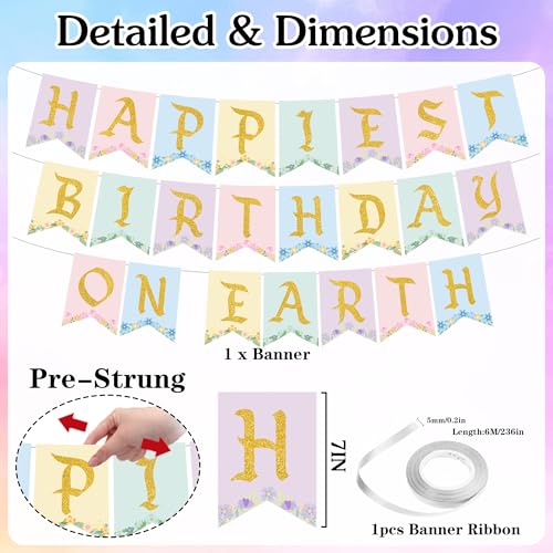 Happiest Birthday on Earth Banner - Princess Theme Decor