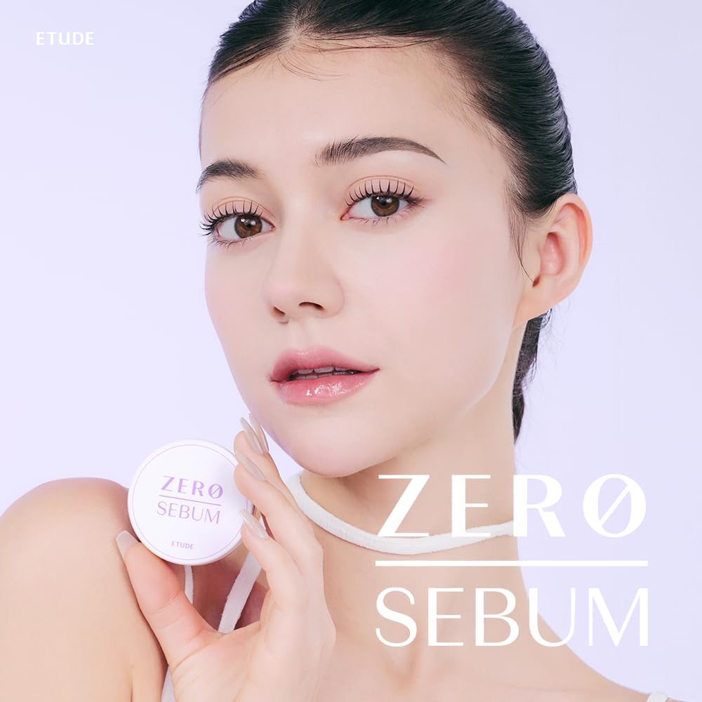 ETUDE Zero Sebum Loose Powder Purple, Lavender Tone Correcting Finely Milled Powder for Yellow Undertones, Lightweight Shine Control, Soft Matte Blur, 4g