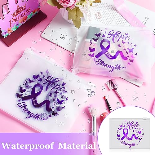 60Pcs Domestic Violence Awareness Purple Ribbon Makeup Bags Portable Gift Set