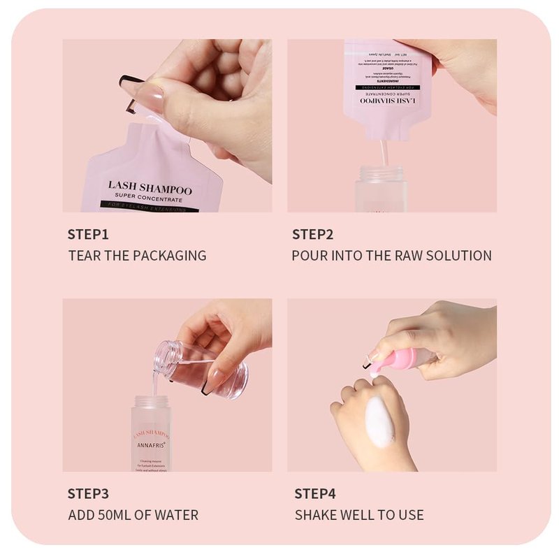 ANNAFRIS Eyelash Shampoo Foam Cleanser Kit Concentrate Mousse Eyelash Extensions Gentle Cleaning Dedicated Cleanser
