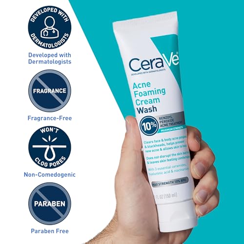 CeraVe Acne Foaming Face & Body Wash with Benzoyl Peroxide 10%, 5oz