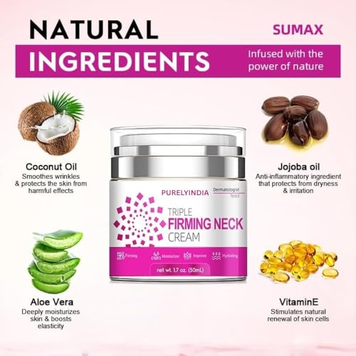 Neck Firming Cream with Retinol, Collagen & Peptides - Anti-Aging Moisturizer for Crepey Skin