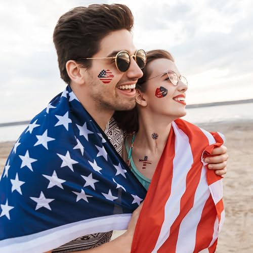 Metuu 117 Sheets Independence Day Temporary Tattoos Pink Variation, USA Flag & Eagle Designs for Adults & Kids