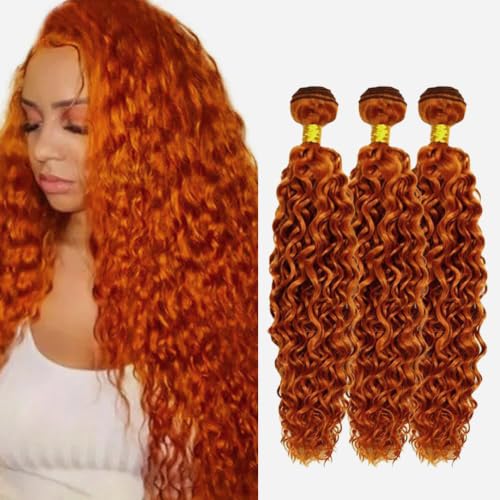 Aikebi 350 Ginger Orange Water Wave Human Hair Bundles 8-12 Inch