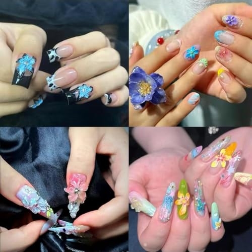 Pizadix 2 Pcs Flower Silicone Nail Art Molds - Romantic Resin & Gel Nail Designs (Flower-1)