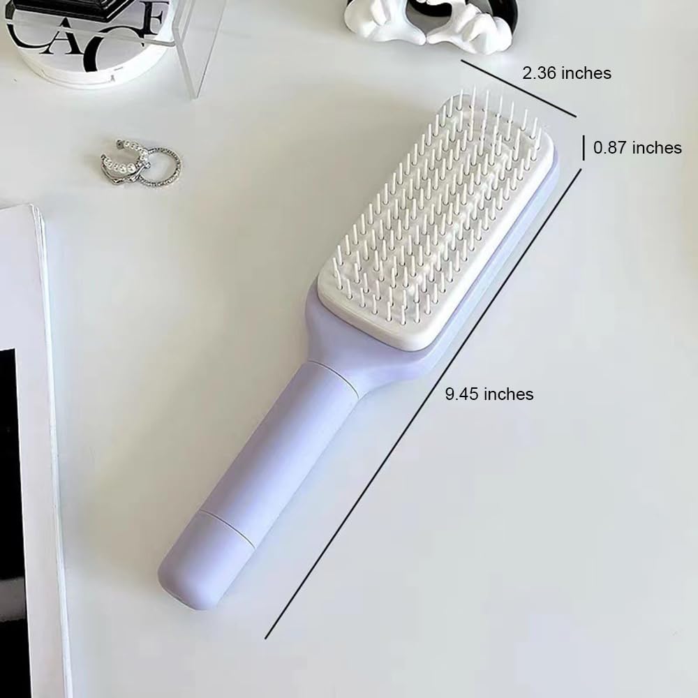 Self-Cleaning Hair Brush - Easy Clean Brush with Retractable Bristles | Anti-Static Massage Comb for Effortless Hair Removal