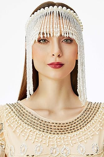 BABEYOND Pearl Tassel Headband - White Vintage Bridal Hair Accessory