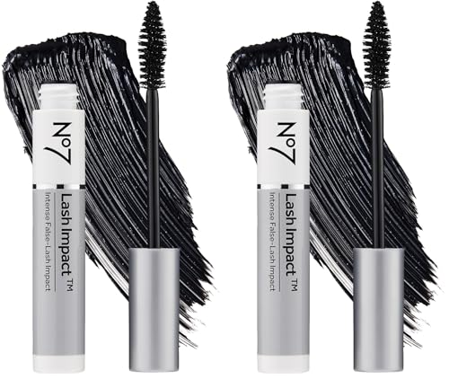 No7 Lash Impact Mascara - Black, 0.24 Fl Oz (Pack of 2) - Volumizing & Lengthening