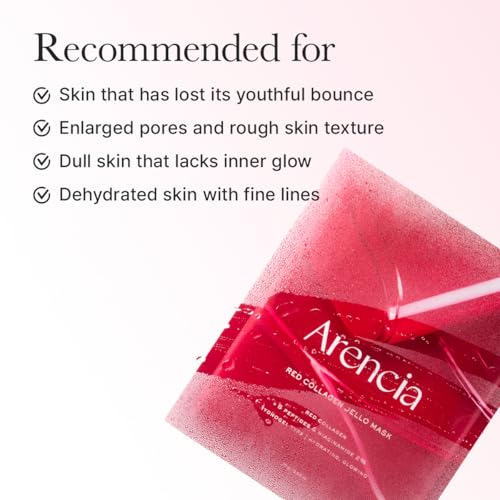 ARENCIA Red Collagen Jello Mask - Hydrating Overnight Hydrogel Mask Set (4 Sheets)