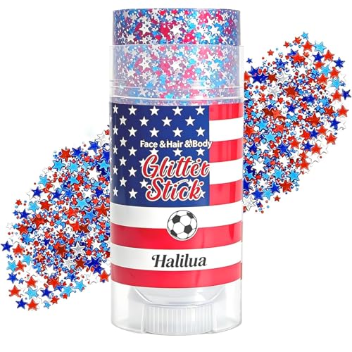 ZARICS Patriotic 4th of July Glitter Stick for Face & Body - Red White Blue Sequins, Hypoallergenic, Festival Makeup, Variation 02