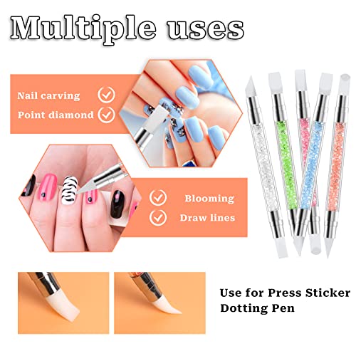 5-Piece Dual-Tipped Silicone Nail Art Sculpting Pen Set