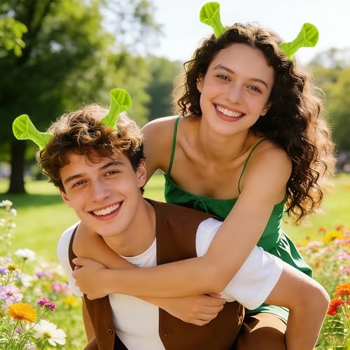 Green Ogre Ears Hair Clips - 2Pcs Monster Costume Accessories