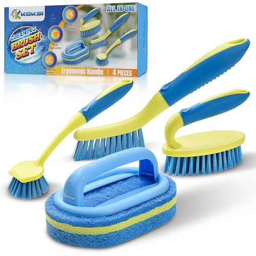 Koksi 4-Piece All-Purpose Deep Cleaning Brush Set with Ergonomic Handles
