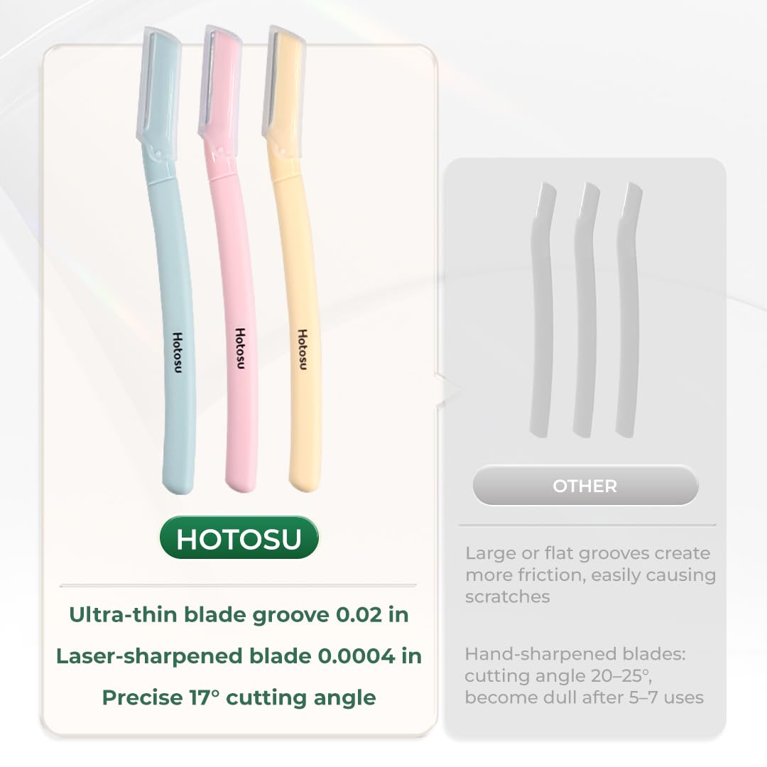 Face Razors for Women & Men Face Hair, Dermaplane Razor with Protective Cap, Womens Facial Razor for Peach Fuzz & Eyebrow Grooming, Ideal Travel Friendly Gift - 3pcs
