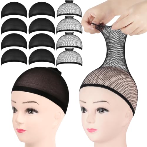 Fandamei 12PCS Nylon Wig Cap Kit – Black Stretchy Hair Net
