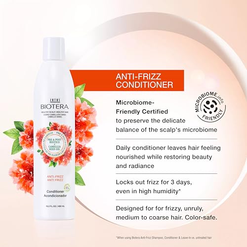 Biotera Anti-Frizz Smoothing Conditioner 15.2 Fl Oz - Vegan, Color-Safe, Controls Frizz with Coconut & Camellia Oil