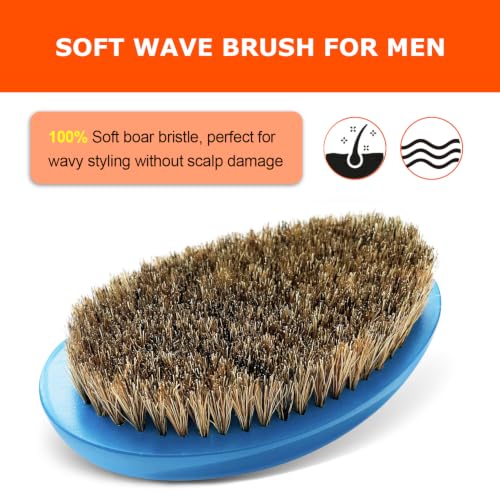 LexRory Soft Wave Brush for Men - Curved Boar Bristle Hair Brush