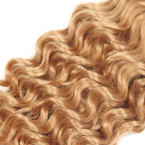 Honey Blonde #27 Deep Wave Human Hair Bundles - 16 18 20 Inch Brazilian Virgin Hair
