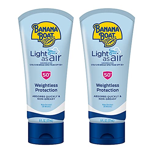 Banana Boat Light As Air SPF 50 Sunscreen Lotion 6oz Pack of 2 - Broad Spectrum Water-Resistant