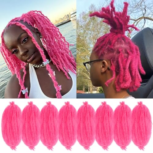 Vomella 12-Inch Pink Springy Afro Twist Hair - 8 Packs Pre-Separated Synthetic