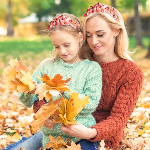 PANTIDE Jeweled Knotted Headband with Rhinestone Pumpkin for Fall