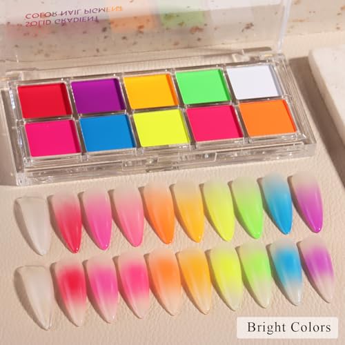 Fcozpjk Neon Pigment Powder Set - 10 Colors for Nail Art