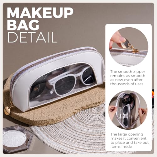 White BS-MALL 3-Piece Waterproof Makeup Bag Set Travel Organizer with Zippers