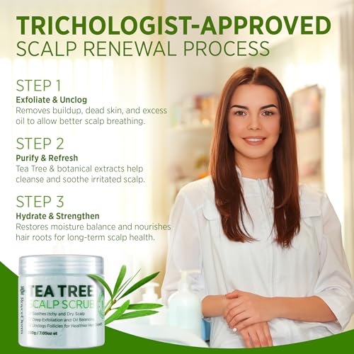 Roycederm Tea Tree Scalp Scrub - Pre-Shampoo Exfoliating Treatment for Healthy Hair