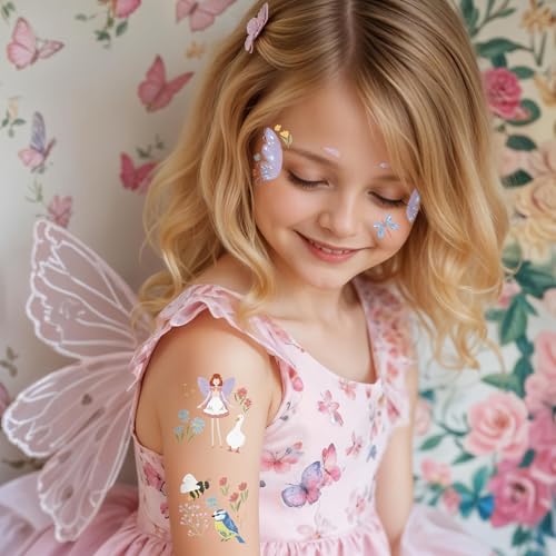 Cheerland Garden Fairy Tattoos 108ct Temporary Floral Butterfly Stickers for Party Favors