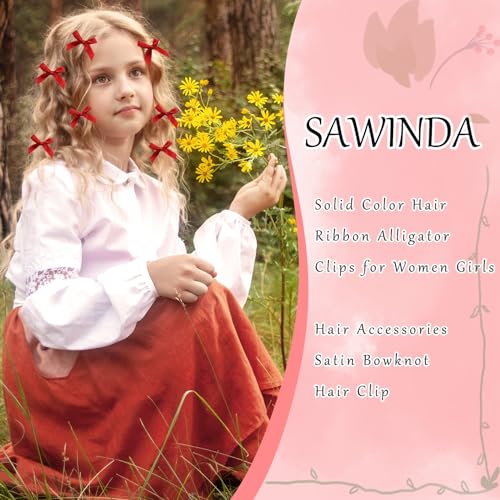 20PCS Pink Satin Hair Bows for Girls - Cute Claw Clips
