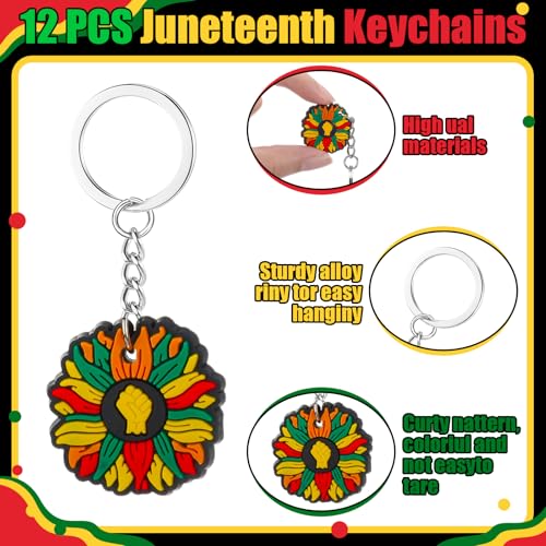 24 Pcs Juneteenth Party Favor Set: 12 Canvas Makeup Bags & 12 Keychains