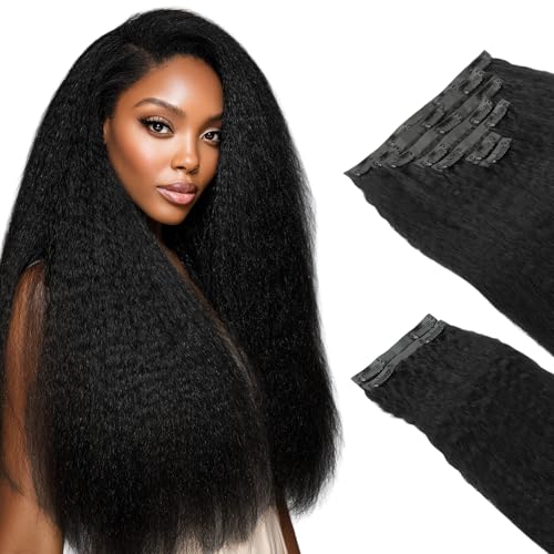 IDN BEAUTY 14-Inch Seamless Clip-In Hair Extensions for Black Women Natural Black