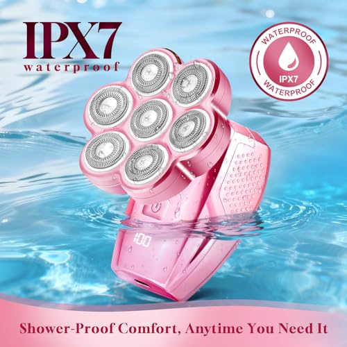 Electric Razors for Women 120min Cordless Painless Hair Remover 7D Floating Head IPX7 Waterproof for Legs Face Bikini Line