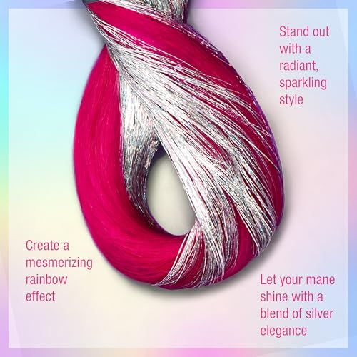 Punky Mane Silver Lining 13-Inch Glitter Fairy Hair Extensions, Clip-In, Heat-Resistant, 6 Pieces