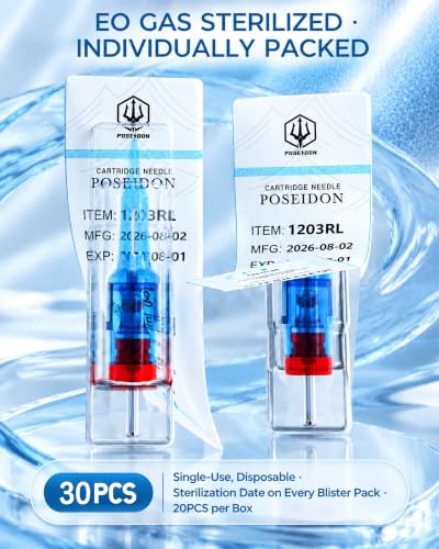 Poseidon V3 Tattoo Cartridge Needles 30Pcs Assorted RL RM #12 RL RM Variation