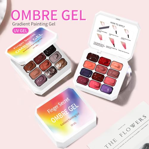 Finger Secret 12-Color Ombre Gel Nail Polish Set with 100 Sponges