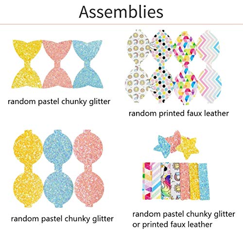 DIY Faux Leather Hair Bow Making Kit - 20 Set Glitter Hair Clip Craft Supplies
