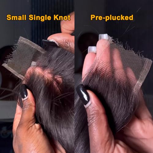BEEOS Bleachd Knots 2x6 HD Lace Closure, Pre-Plucked Body Wave 0.01mm Ultra-Thin Invisible SKINLIKE Real HD Lace Human Hair Closure 16 Inch