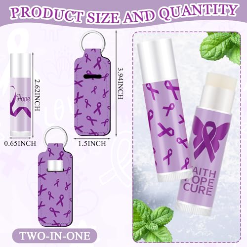Breast Cancer Awareness Lip Balm Set with Keychains - Purple (18 Sets)