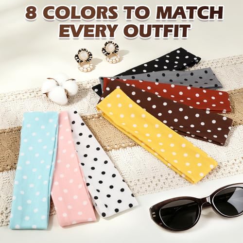Vintage Polka Dot Headbands for Women 8pcs - Retro Hair Accessories, Girl Gift Set
