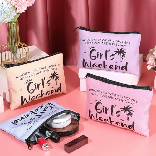 Paterr 8 Pcs Girls Weekend Gift Set - Stylish Color Tote & Makeup Bags