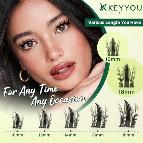 KEYYOU Flora F02 Lash Kit - Wispy Individual Clusters for Flawless Volume