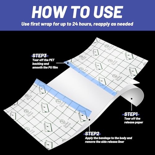 Tattoo Aftercare Bandage 6'' x 26 ft - Waterproof Healing Wrap with Sliding Knife