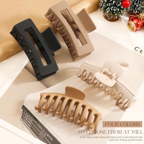 4 Pcs Brown-Black Cloud Claw Clips for Thick Hair - 4.3 Inch