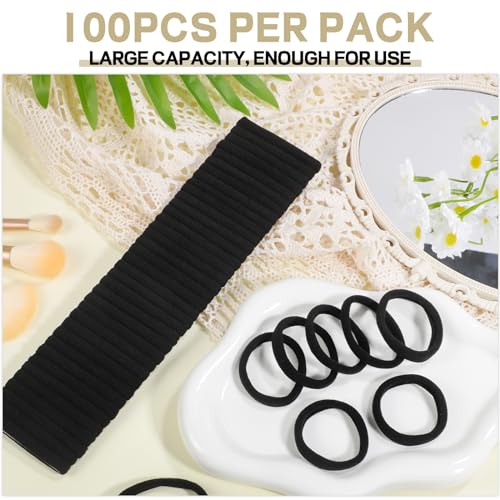 100 Pcs Seamless Nylon Hair Ties for Thick Hair - Durable & Stretchy