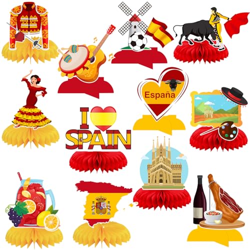 12-Pack Spain Honeycomb Centerpieces for Fiesta Decorations