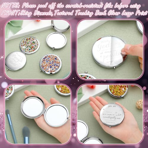 Thyle 12 Pcs Christian Compact Mirrors Dark Color Style 2