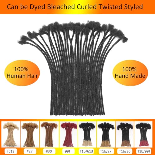 LIKIMIYA 8 Inch Human Hair Loc Extensions - 10 Strands 0.4cm Permanent Dreads