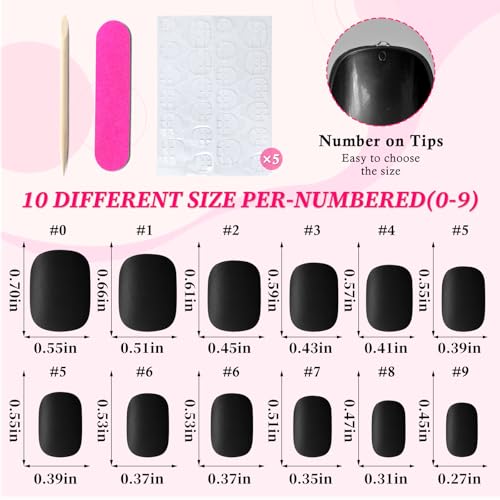Lifextol 120PC Matte Black Square Press On Nails Short Fake Nails with Glue & Tools - Elegant Manicure Set