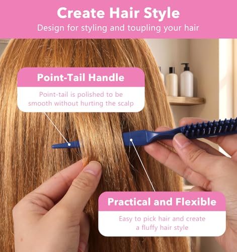 4 Pack 3-Row Hair Detangling Combs Nylon Bristle Styling Tool